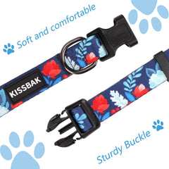 KISSBAK dog collar small dogs soft-strap close-up shows comfortable daily fit