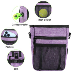 Kissleaf purple dog treat pouch shown for daily walks and easy access