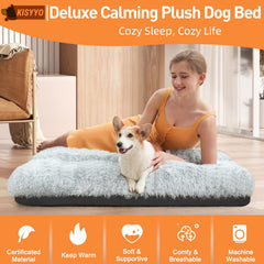 KISYYO orthopedic dog bed large side view highlights the plush edge for cozy nesting.