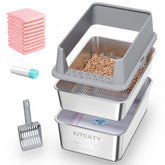 KITCATY stainless-steel sifting box top view for quick cleanup and odor control