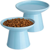 KITCHENLESTAR 6.2-inch elevated blue cat bowls set—whisker-friendly and easy to access for comfortable meals.