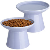 KITCHENLESTAR 6.2-inch elevated ceramic cat bowl closeup shows whisker-friendly design for easy feeding.