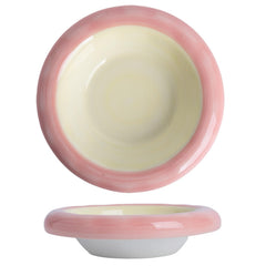 KITCHENLESTAR cat bowl 6inch yellow-pink top view highlights stylish design for easy serving