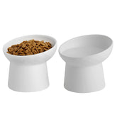 KITCHENLESTAR ceramic raised cat bowls set elevates feeding for easy, neat meals.