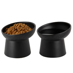 KITCHENLESTAR ceramic raised cat bowls tilt 15 degrees for centered feeding.