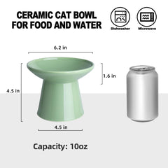 KitchenLESTAR elevated cat bowls green; side profile shows sturdy, anti-tip design for stable meals.