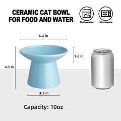 KITCHENLESTAR raised blue cat bowls in use on a stand for easy eating.