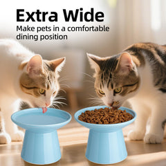 KITCHENLESTAR sturdy ceramic cat bowls—heavy and stable to resist tipping.