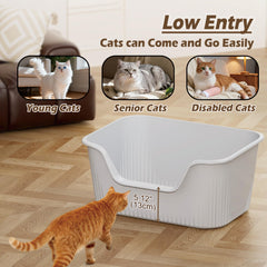 Kittenhood Large Cat Litter Box with high sides keeps urine contained and reduces splashes.
