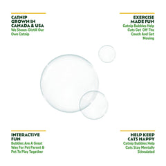 KITTY KA-ZOOM Catnip Bubbles built-in wand close-up boosts easy bubble fun for cats.