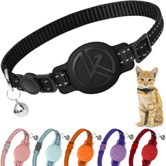 Kitty Kompass Tile Sticker Holder collar closeup showing secure buckle for confident wear.