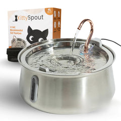 KittySpout 4L-capacity water fountain keeps multi-cat homes hydrated with fewer refills.