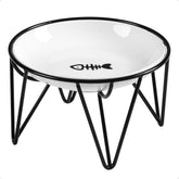 Kitwinney ceramic elevated cat bowls showing the raised feeding setup for comfortable meals