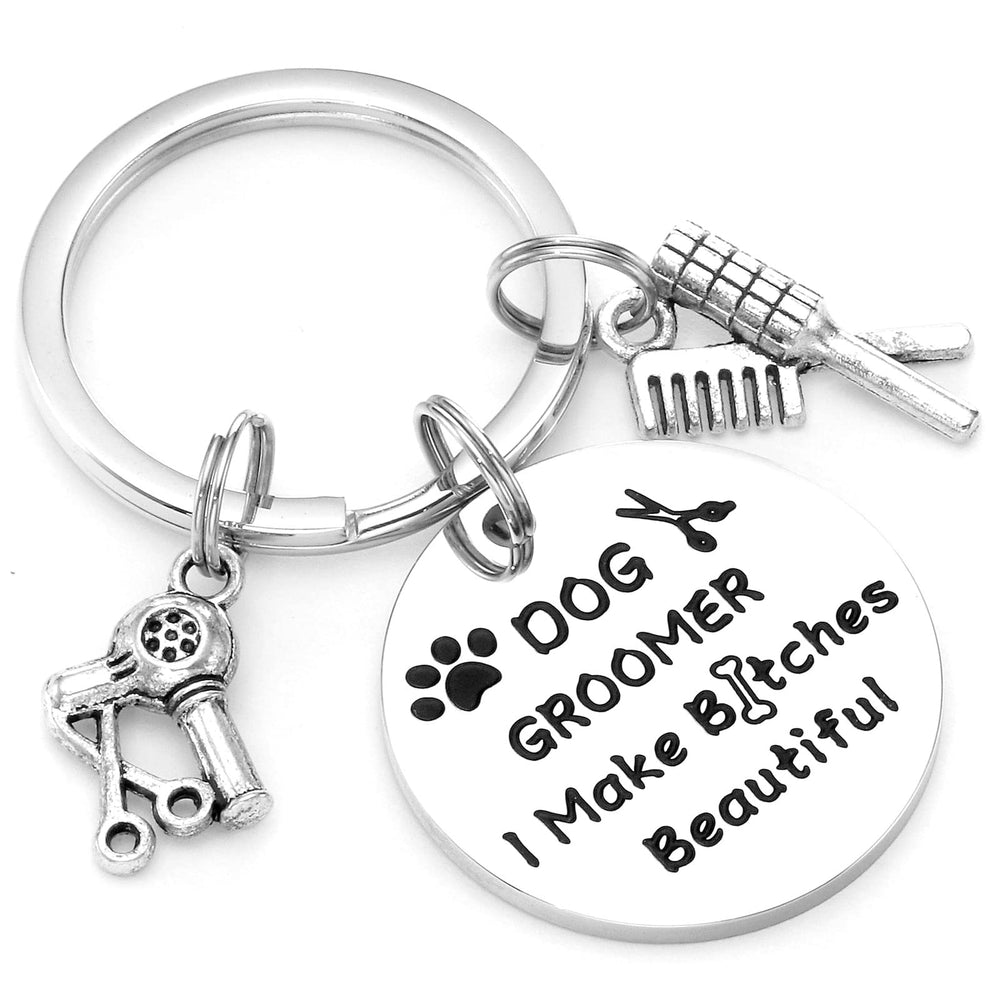 Kivosliviz Groomer Gifts Keychain close-up on durable 316L steel for daily grooming