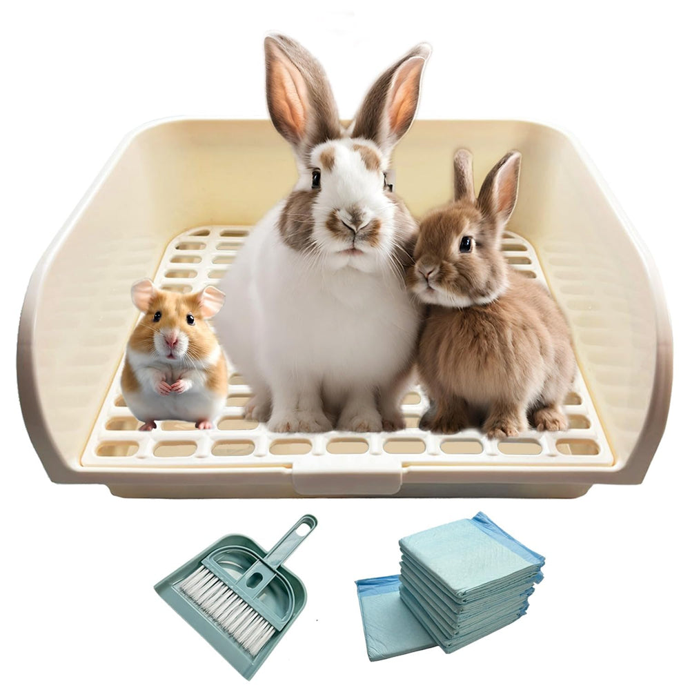 Kiwi & Mora rabbit litter box exterior shows large size for easy cleaning and odor control.