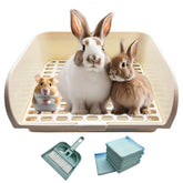Kiwi & Mora rabbit litter box exterior shows large size for easy cleaning and odor control.