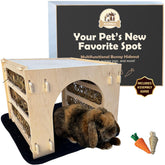Kiwi & Mora Bunny House Hideout wooden tunnel offers a cozy hideaway for calm naps.