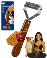 KIZO ESLO dog brush wood-handle for comfortable detangling during grooming