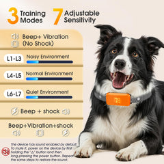 KJKZO bark collar training modes display illustrates customizable correction options for home training