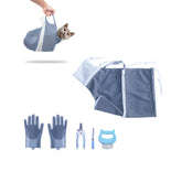 KlerRoem cat bathing bag strap adjustment view shows secure fit for calmer baths.