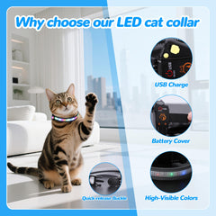 KMXASP LED cat collar glows brightly, boosting nighttime visibility during outdoor adventures
