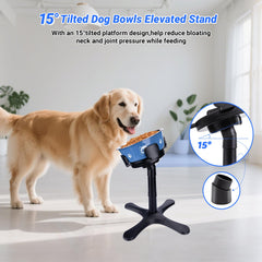 KMXASP width-adjustable dog bowl stand adapts bowls of different shapes for multiple pets.