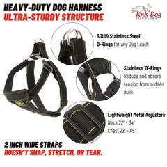 KNK heavy duty dog harness padded chest detail for comfortable long walks.