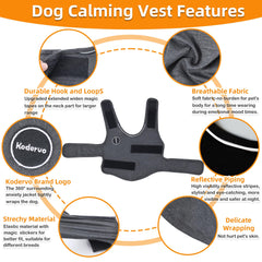 Kodervo anxiety jacket worn by a dog showing a snug, secure fit with adjustable straps.