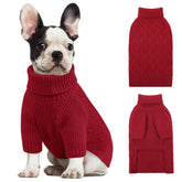 KOESON suéter para perro rojo con cuello alto y manga media, ideal para días fríos.