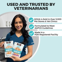KOHA Bland Diet ready-to-serve bowl shows convenient, no-cook feeding.
