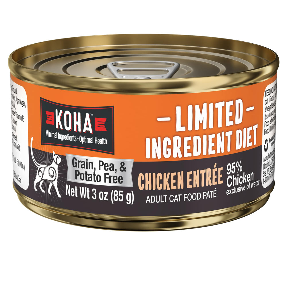 KOHA limited ingredient diet chicken pate pack front showing grain-free single-protein cat food