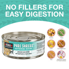 KOHA Pure Shreds Duck Entre9e broth pour highlights moisture for hydration during meals