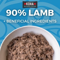 KOHA wet dog food serving bowl emphasizes moisture-rich meal for easy digestion.