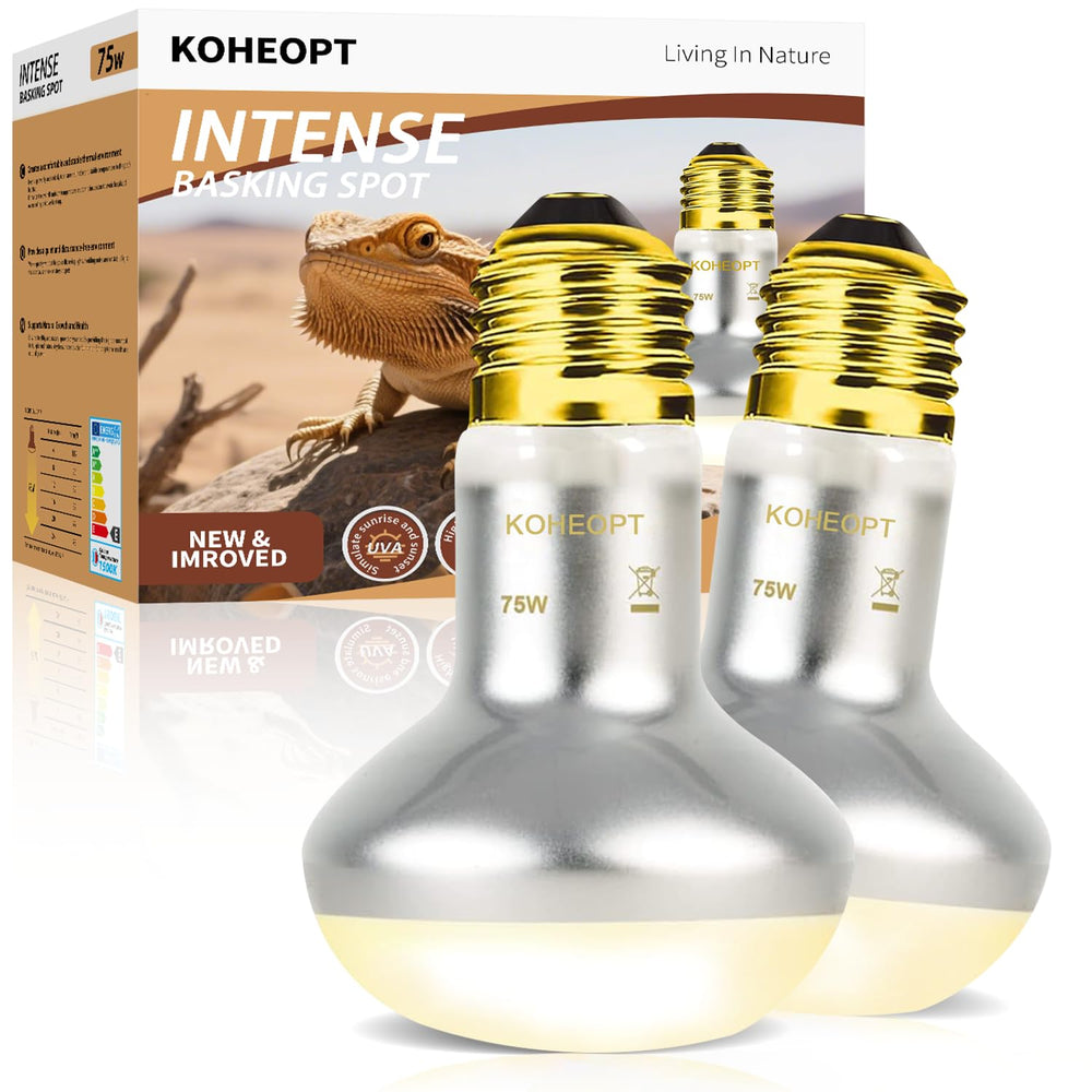 KOHEOPT reptile heat lamp 75W package view for easy setup and reliable heating.