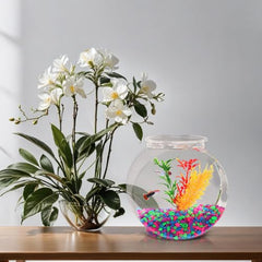 Koller Products 1-Gallon Fish Bowl centerpiece with fresh flowers for elegant tables.