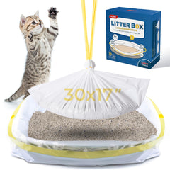 KONE cat litter box liners in durable bags for 30x17-inch boxes and easy disposal.