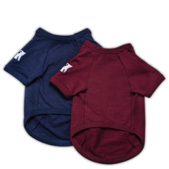 Koneseve dog shirt blue-front view highlights breathable cotton for everyday comfort.