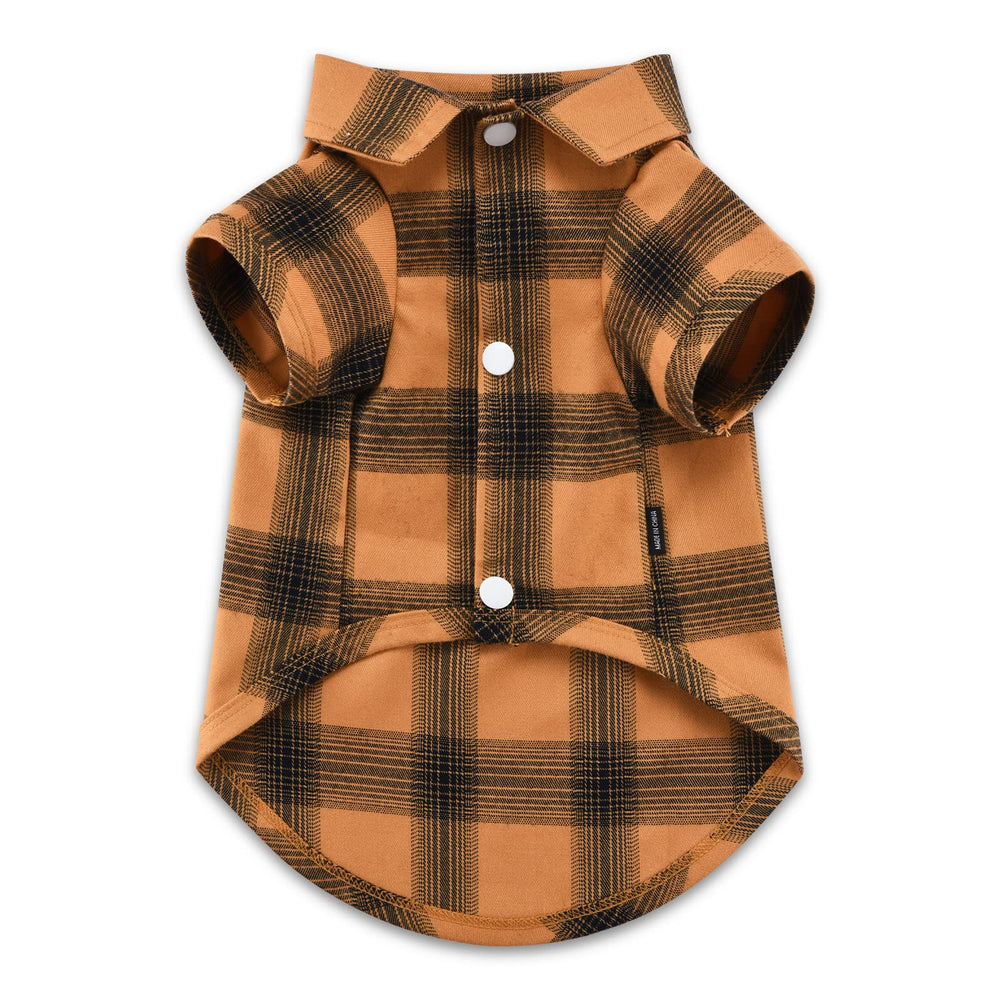 Koneseve dog shirt plaid front view with easy-on snaps for quick daily wear