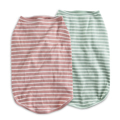Koneseve dog shirt vest green stripe full view; stylish fit for outdoor adventures.