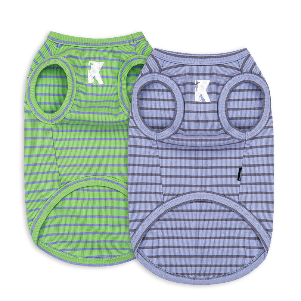 Koneseve dog shirts 2pack front view shows breathable sleeveless design for comfortable daily walks.