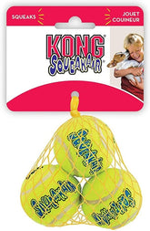 KONG Air Squeakers Tennis Balls X-Small close-up showing durable play-ready design