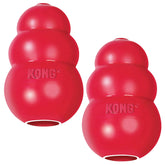 KONG clásico rellenable para perros, estimula la masticación y la exploración.