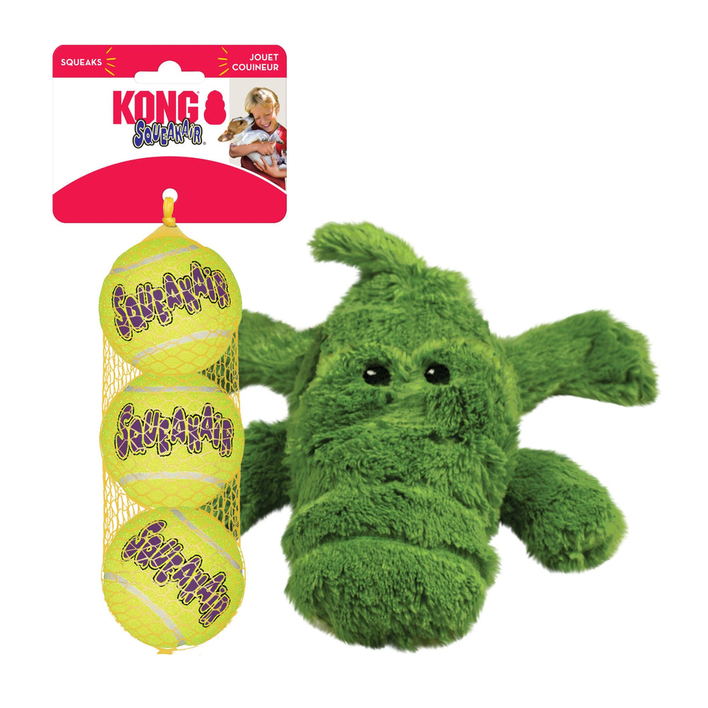 KONG Cozie Ali Alligator closeup highlighting durable plush for soft chews.
