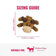 KONG Cozie Marvin Moose squeaker closeup enhances interactive fetch and snuggle sessions.
