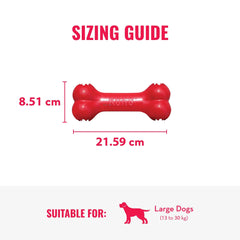 KONG Goodie Bone red Goodie Grippers detail—easy stuffed treat-dispensing challenge.