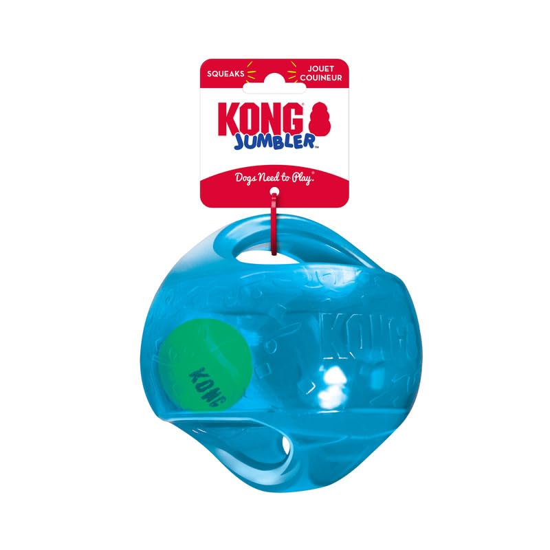 KONG Jumbler Ball exterior view highlights tough outer shell for indoor or outdoor play.