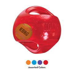 KONG Jumbler Ball squeaker engaged during play promotes chase and interaction.