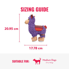 KONG Sherps llama squeaker close up entices dogs to play.