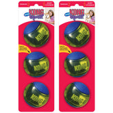 KONG Squeezz Action Ball blue close-up shows durable rubber ideal for fetch and chew sessions.