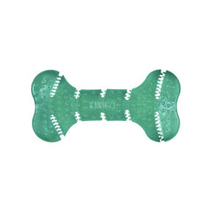 KONG Squeezz Dental Bone closeup with textured nubs for engaging dental play.